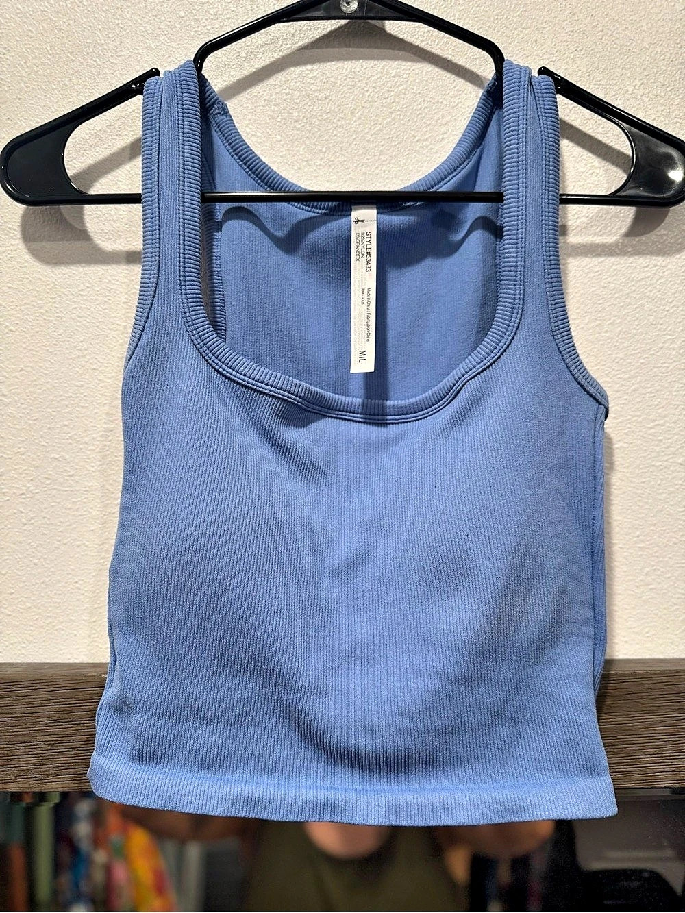 Altar’d State Revival Blue Ribbed Built In Bra Crop Tank M/L - Picture 2 of 6